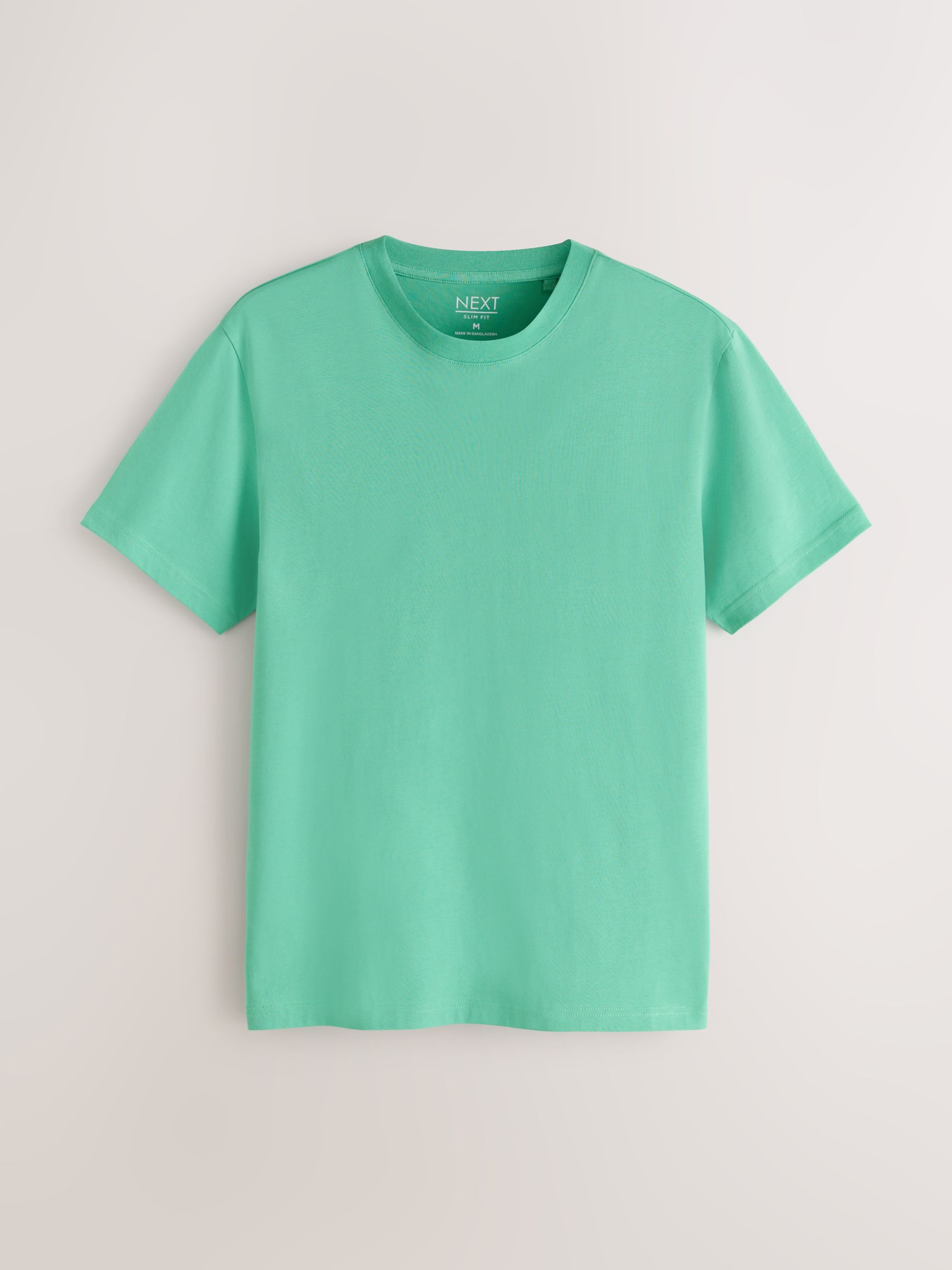 Buy Green Mint Slim Fit Essential Crew Neck Cotton T-Shirt from