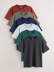 أزرق نيلي - تلبيس قياسي - حزمة من 6 تيشرتات من القطن Essential - صورة 1 من 15