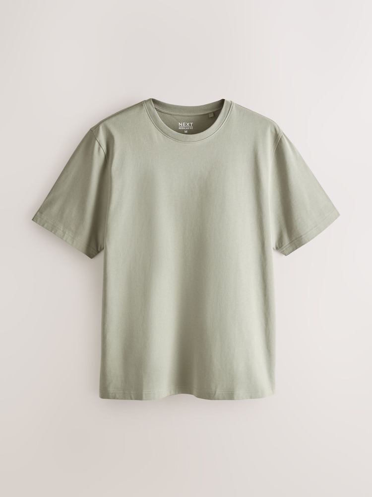 Dusky Pastels Pink/Sage/Aqua/White/Navy/Black Regular Fit Essential Cotton T-Shirts 6 Pack - Image 2 of 9