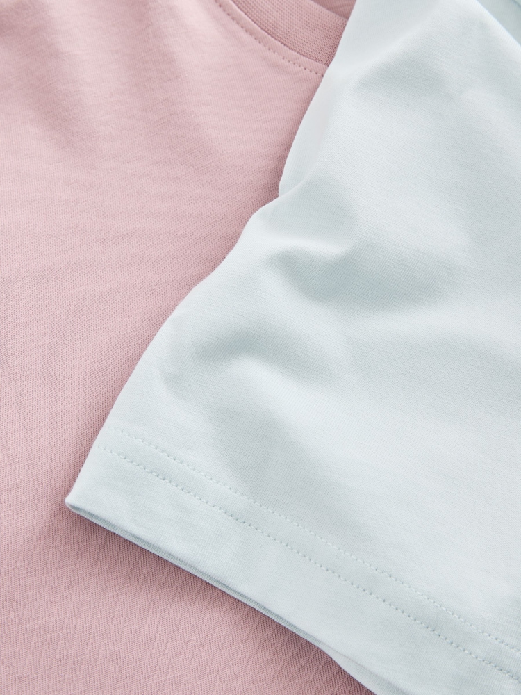 Dusky Pastels Pink/Sage/Aqua/White/Navy/Black Regular Fit Essential Cotton T-Shirts 6 Pack - Image 9 of 9