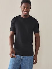 은은한 파스텔톤 핑크/세이지/아쿠아/화이트/네이비/블랙 - 슬림 핏  - 에센셜 코튼 티셔츠 6 팩 - 15의 이미지 3