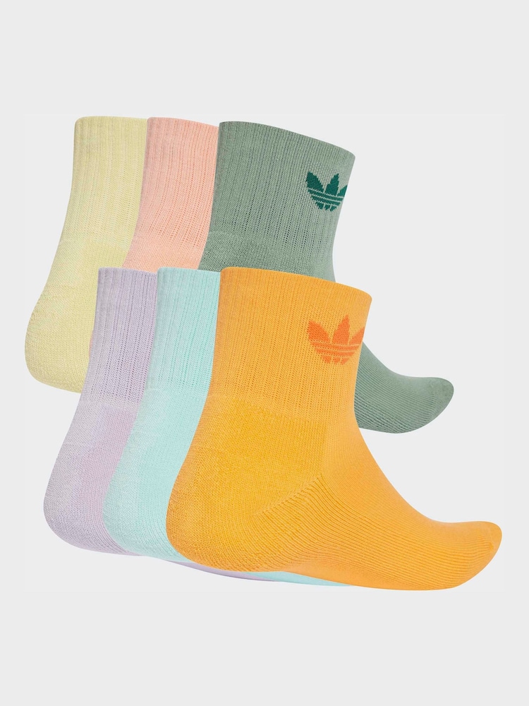 adidas Originals Orange 6 Pack Ankle Socks - Image 2 of 4 adidas Originals Orange 6 Pack Ankle Socks - Image 2 of 4