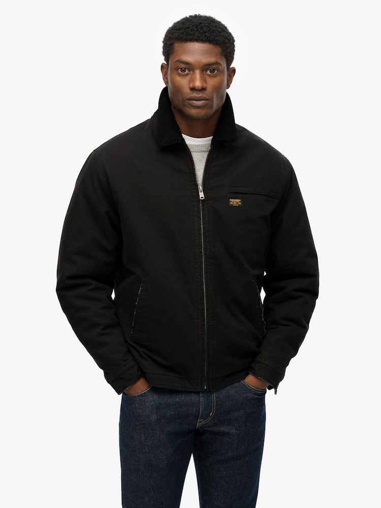 Superdry Black Cotton Canvas Ranch Jacket - Image 1 of 7 Superdry Black Cotton Canvas Ranch Jacket - Image 1 of 7
