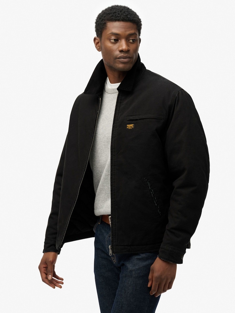 Superdry Black Cotton Canvas Ranch Jacket - Image 2 of 7 Superdry Black Cotton Canvas Ranch Jacket - Image 2 of 7