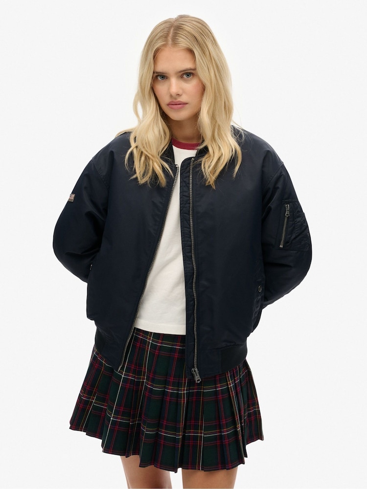 Superdry Blue MA1 Bomber Jacket - Image 1 of 8 Superdry Blue MA1 Bomber Jacket - Image 1 of 8