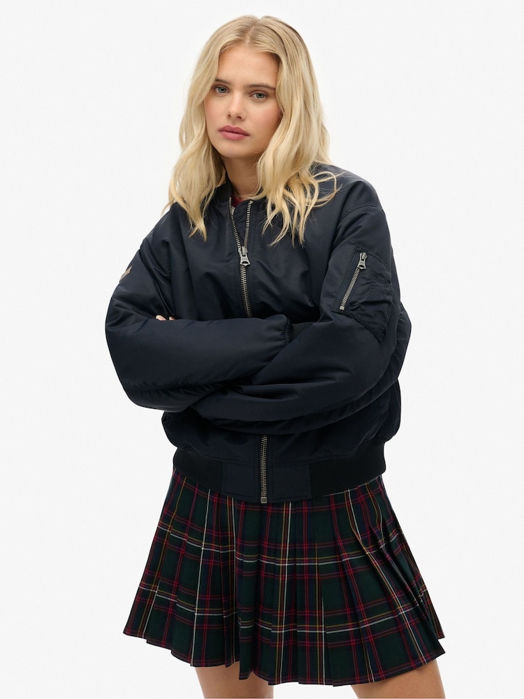 Superdry Blue MA1 Bomber Jacket - Image 2 of 8 Superdry Blue MA1 Bomber Jacket - Image 2 of 8