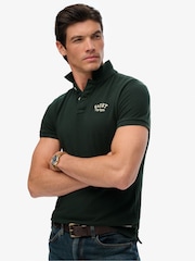 Superdry Green Vintage Athletic Embroidered Polo Shirt - Image 1 of 6