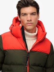 Superdry Brown Colourblock Hooded Puffer Jacket - Image 5 of 7