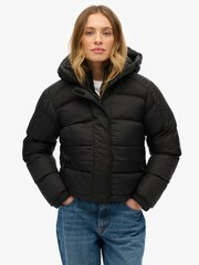 Superdry Black Hooded 5 Baffle Puffer Jacket - Image 1 of 7