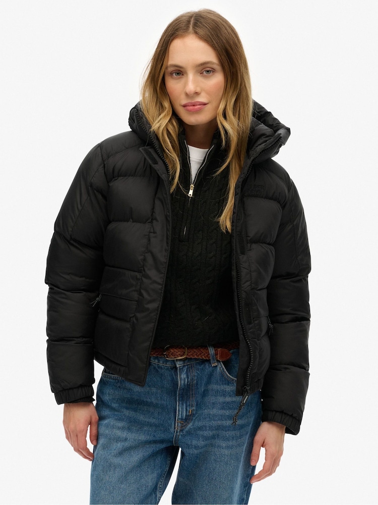 Superdry Black Hooded 5 Baffle Puffer Jacket - Image 2 of 7