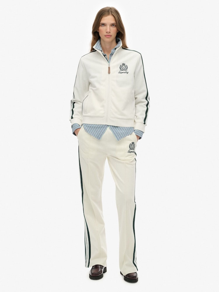 Superdry White Country Club Track Top - Image 1 of 7