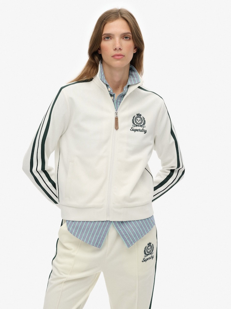 Superdry White Country Club Track Top - Image 2 of 7