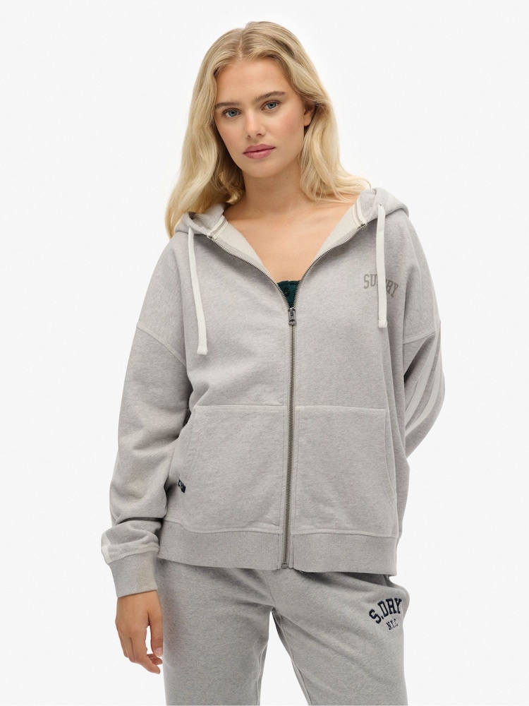 Superdry Grey Athletic Essentials Relaxed Zip Hoodie - Image 2 of 7