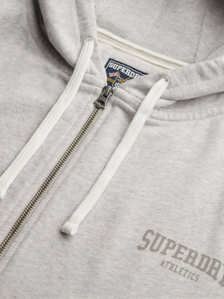 Superdry Grey Athletic Essentials Relaxed Zip Hoodie - Image 7 of 7