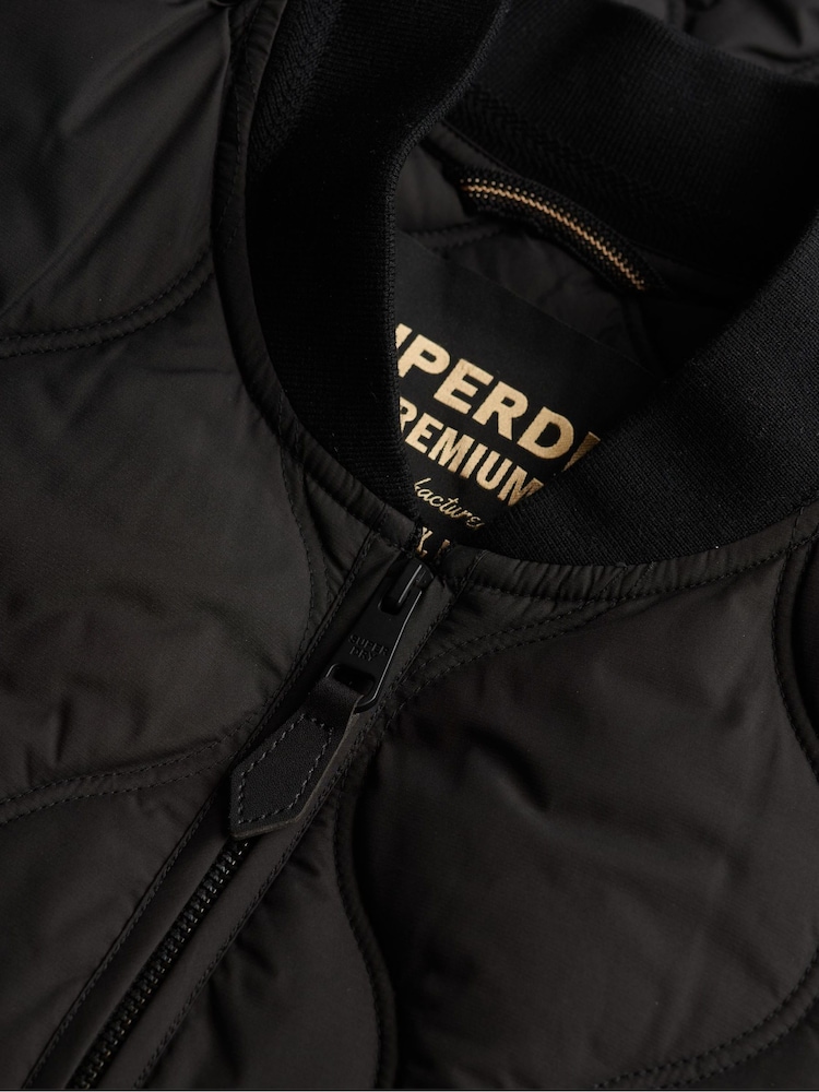 Superdry Black Short Quilted Liner Jacket - Image 8 of 8 Superdry Black Short Quilted Liner Jacket - Image 8 of 8