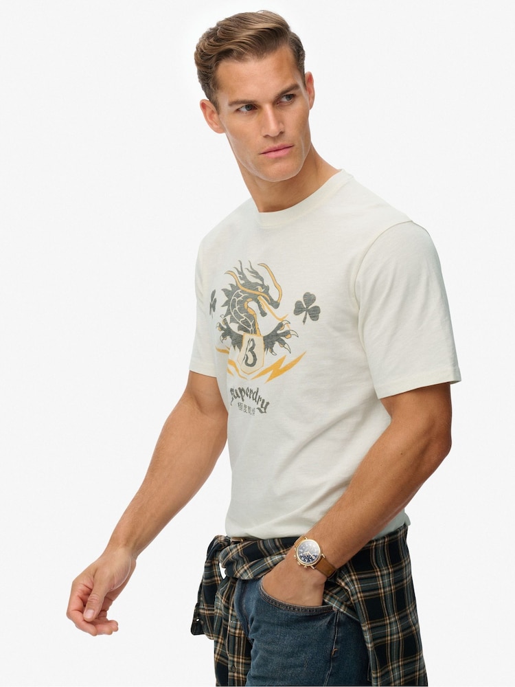 Superdry Cream Campaign Souvenir Loose T-Shirt - Image 1 of 6