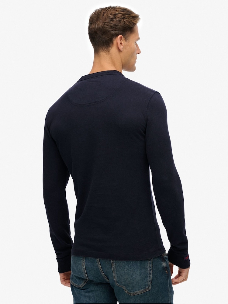Superdry Blue Vintage Athletic Grandad Top - Image 2 of 5