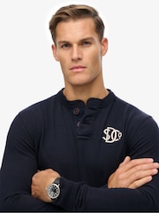 Superdry Blue Vintage Athletic Grandad Top - Image 4 of 5