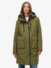 Superdry Green Hooded Longline Shell Parka - Image 1 of 6
