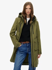 Superdry Green Hooded Longline Shell Parka - Image 3 of 6