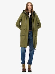 Superdry Green Hooded Longline Shell Parka - Image 4 of 6