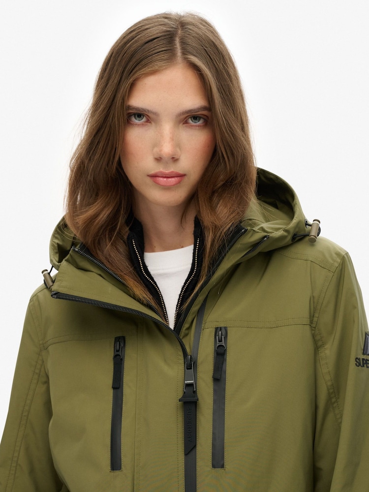 Superdry Green Hooded Longline Shell Parka - Image 6 of 6