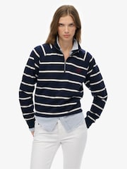 Superdry Blue Athletic Essentials Stripe Half Zip Jumper - Image 1 of 7