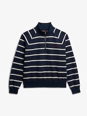 Superdry Blue Athletic Essentials Stripe Half Zip Jumper - Image 6 of 7