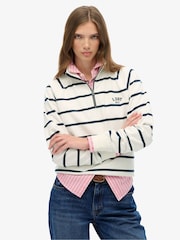 Superdry White Athletic Essentials Stripe Half Zip Jumpers - Image 1 of 7