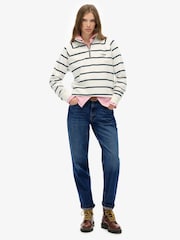 Superdry White Athletic Essentials Stripe Half Zip Jumpers - Image 3 of 7