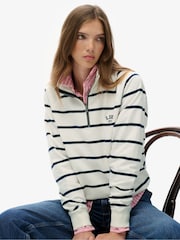 Superdry White Athletic Essentials Stripe Half Zip Jumpers - Image 4 of 7