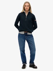 Superdry Blue Slouchy Knitted Half Zip Jumper - Image 1 of 6
