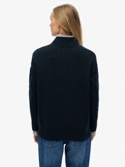 Superdry Blue Slouchy Knitted Half Zip Jumper - Image 2 of 6