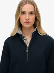 Superdry Blue Slouchy Knitted Half Zip Jumper - Image 5 of 6