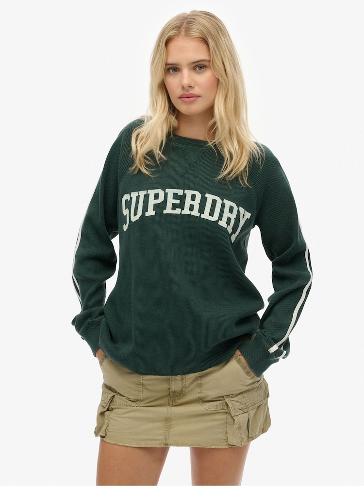 Superdry Green Athletic Essentials Graphic Long Sleeve Top - Image 2 of 6