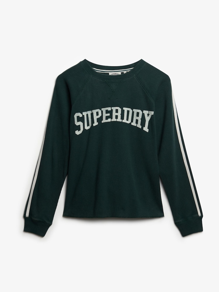 Superdry Green Athletic Essentials Graphic Long Sleeve Top - Image 6 of 6