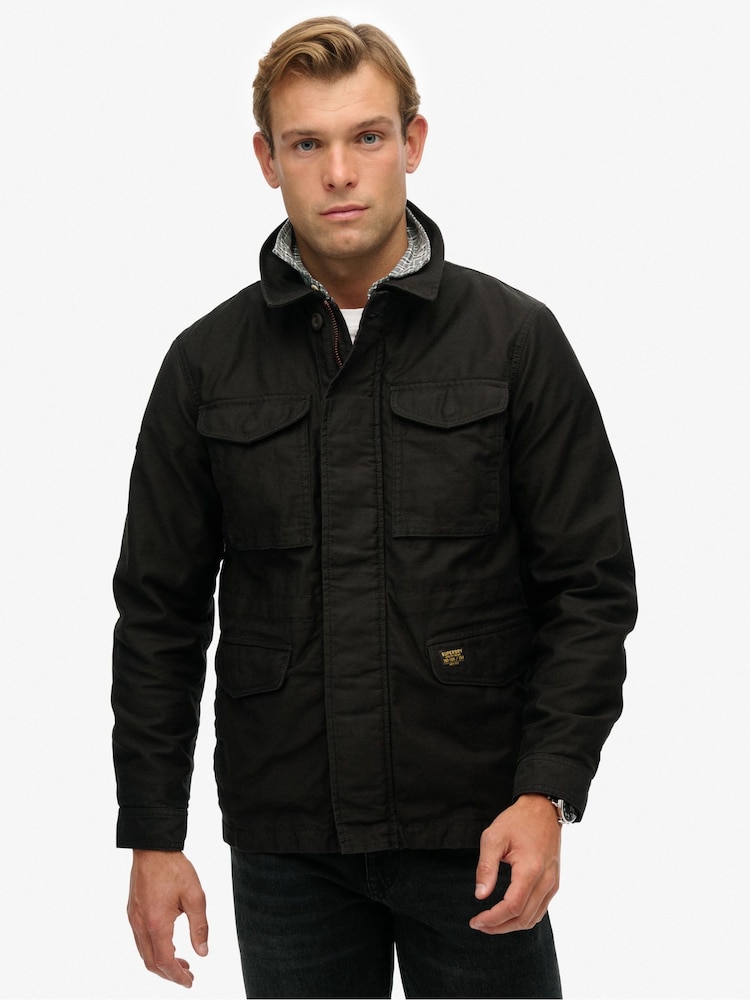 Superdry Black Collared M65 Jacket - Image 1 of 8 Superdry Black Collared M65 Jacket - Image 1 of 8