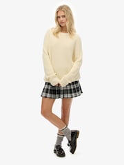 Superdry Cream Relaxed Ribbed Knitted Jumper - Image 1 of 6