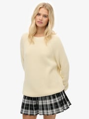 Superdry Cream Relaxed Ribbed Knitted Jumper - Image 3 of 6