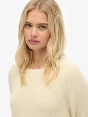 Superdry Cream Relaxed Ribbed Knitted Jumper - Image 5 of 6