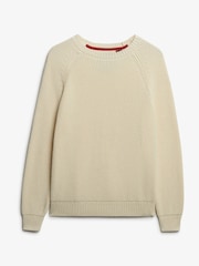 Superdry Cream Relaxed Ribbed Knitted Jumper - Image 6 of 6