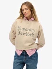 Superdry Brown Brand Mark Loose Crew Sweat top - Image 1 of 6