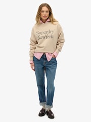 Superdry Brown Brand Mark Loose Crew Sweat top - Image 3 of 6