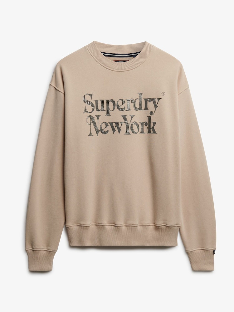 Superdry Brown Brand Mark Loose Crew Sweat top - Image 6 of 6 Superdry Brown Brand Mark Loose Crew Sweat top - Image 6 of 6