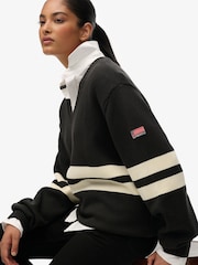 Superdry Grey Oversized Striped V-Neck Jumper - Image 4 of 5