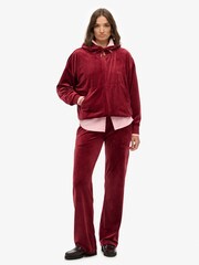Superdry Red Country Club Velour Zip Hoodie - Image 1 of 6