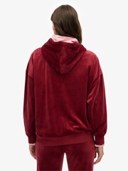 Superdry Red Country Club Velour Zip Hoodie - Image 3 of 6