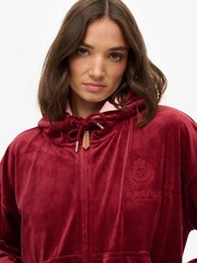 Superdry Red Country Club Velour Zip Hoodie - Image 5 of 6