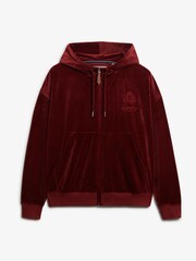 Superdry Red Country Club Velour Zip Hoodie - Image 6 of 6