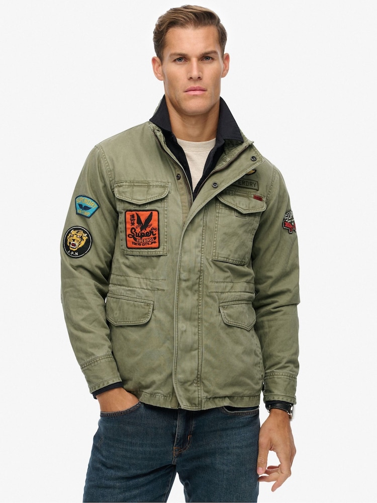 Superdry Green Patched M65 Jacket - Image 1 of 7 Superdry Green Patched M65 Jacket - Image 1 of 7